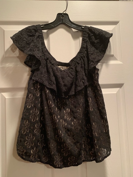 Umgee Tops - Umgee Black Floral Lace Ruffle Neck Camisole